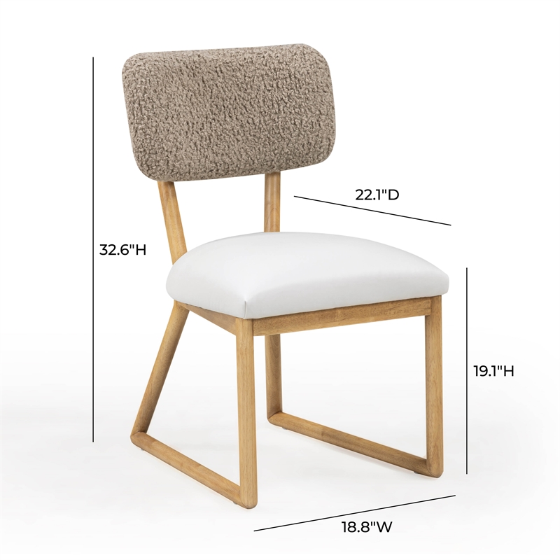 Pemberly Row Cream Vegan Leather and Gray Vegan Shearling Dining Chair