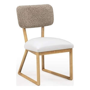 Pemberly Row Cream Vegan Leather and Gray Vegan Shearling Dining Chair