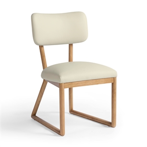 Pemberly Row Contemporary Accent Cream Vegan Leather Dining Chair