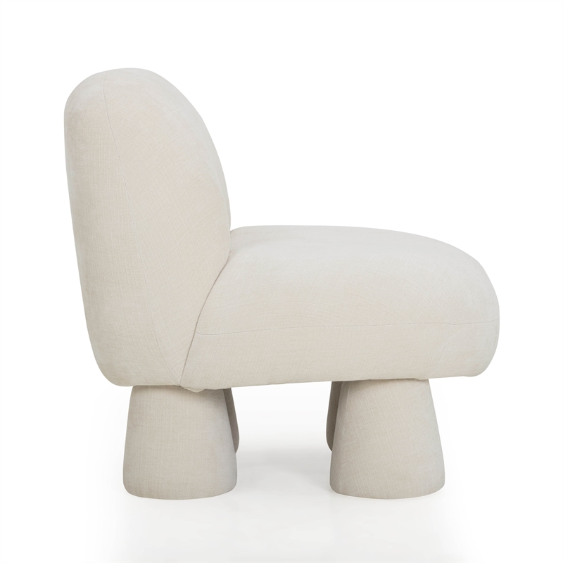 Pemberly Row Contemporary Cream Upcycled Chenille Accent Chair