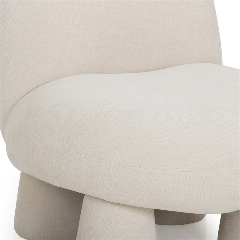 Pemberly Row Contemporary Cream Upcycled Chenille Accent Chair