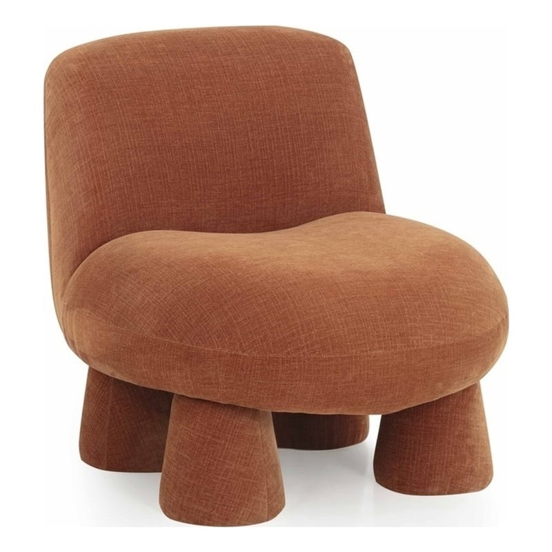 Pemberly Row Contemporary Rust Upcycled Chenille Accent Chair