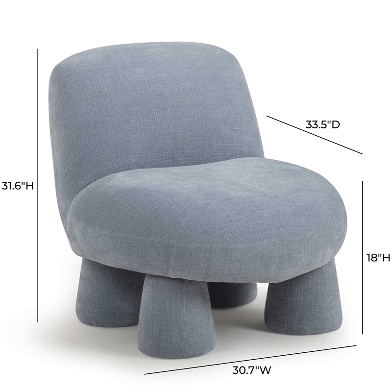Pemberly Row Contemporary Blue Upcycled Chenille Accent Chair