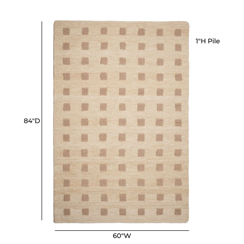 Pemberly Row Contemporary Natural Hand-Tufted 5' x 7' Floor Rug