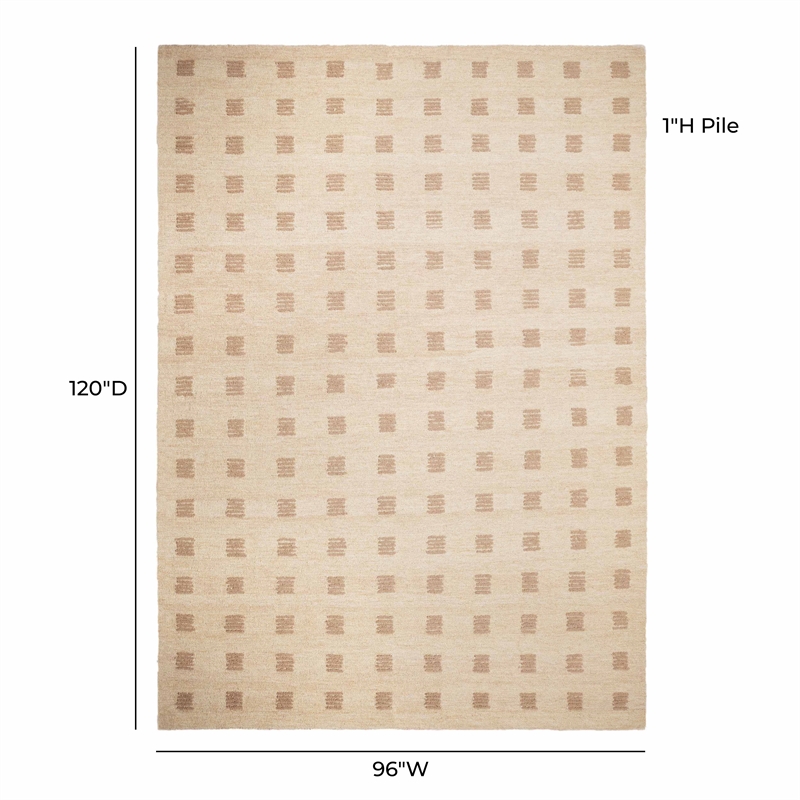 Pemberly Row Contemporary Natural Hand-Tufted Large 8' x 10' Floor Rug