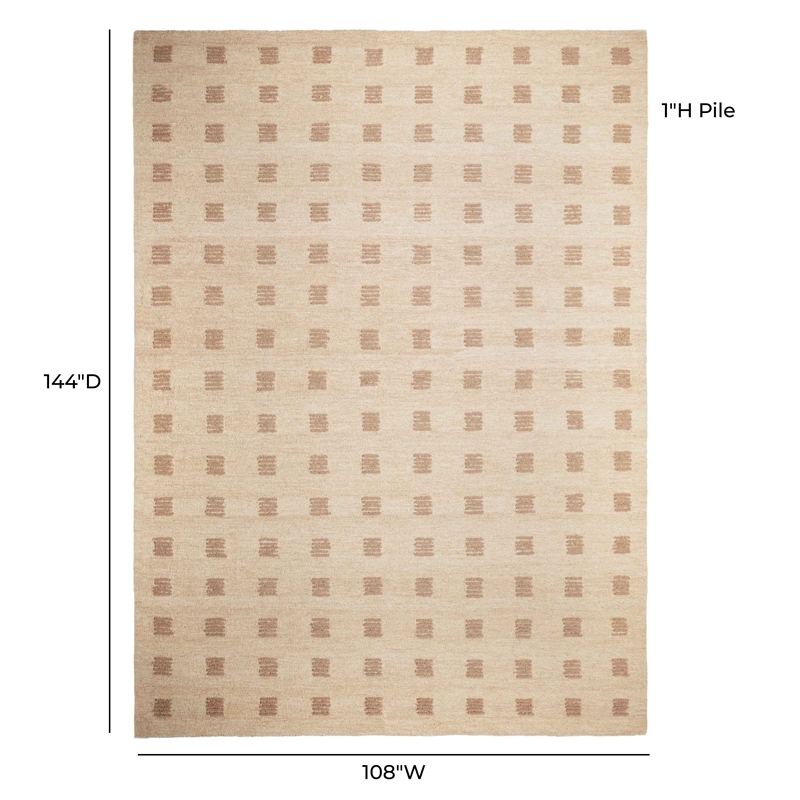 Pemberly Row Contemporary Natural Hand-Tufted Large 9' x 12' Floor Rug