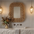 Pemberly Row Contemporary Natural Sisal Rectangular Wall Mirror