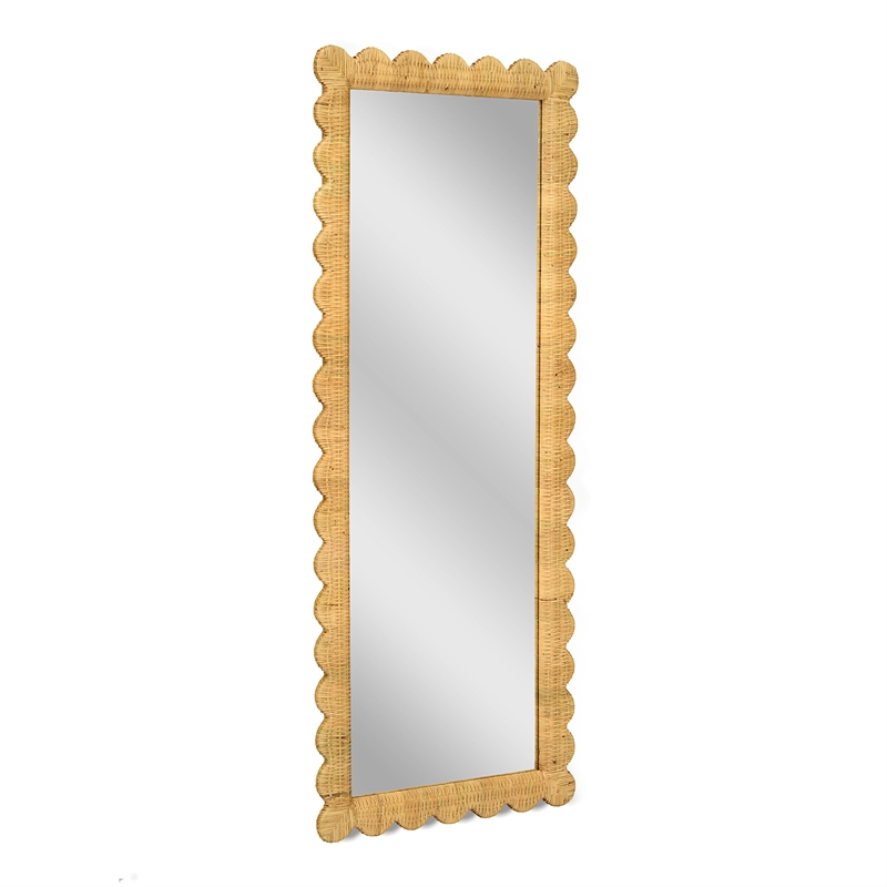 Pemberly Row Contemporary Accent Long Natural Rattan Wall Mirror