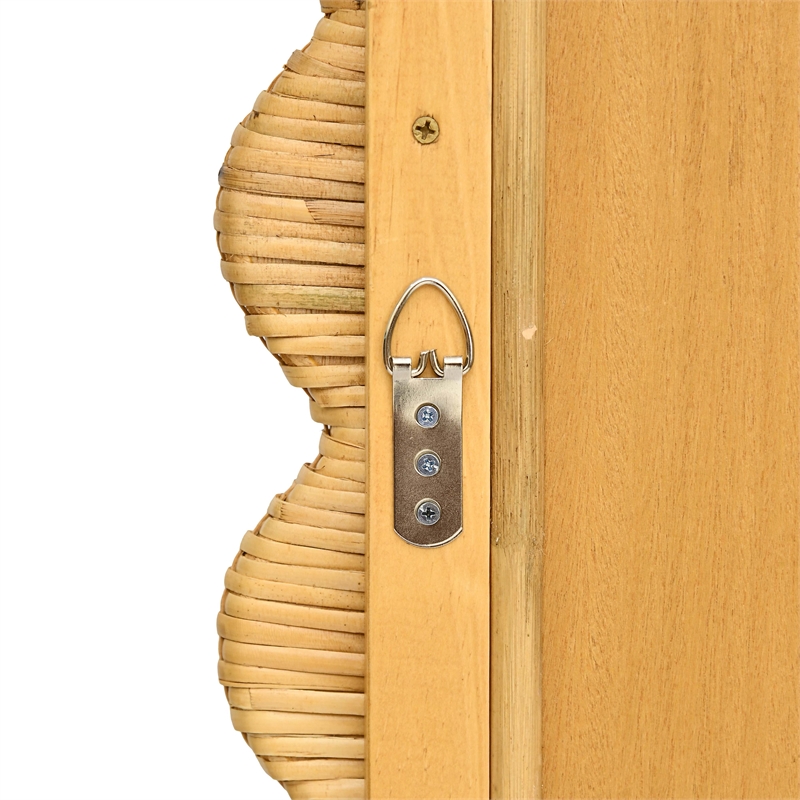 Pemberly Row Contemporary Accent Long Natural Rattan Wall Mirror