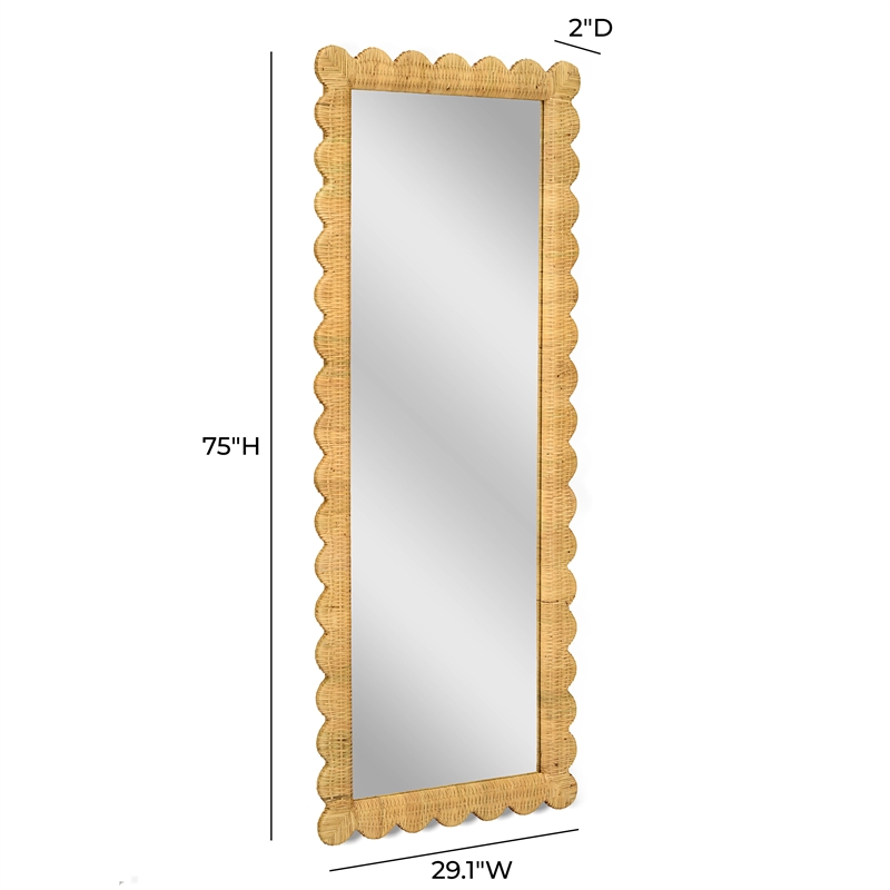 Pemberly Row Contemporary Accent Long Natural Rattan Wall Mirror