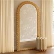 Pemberly Row Contemporary Jumbo Natural Rattan Arched Wall Mirror