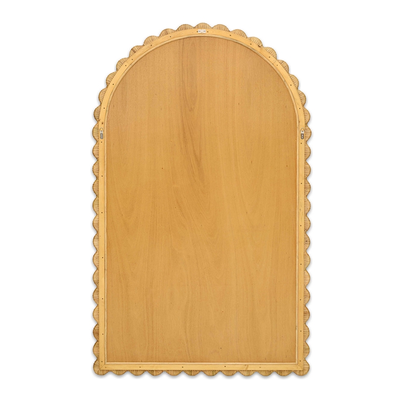 Pemberly Row Contemporary Jumbo Natural Rattan Arched Wall Mirror