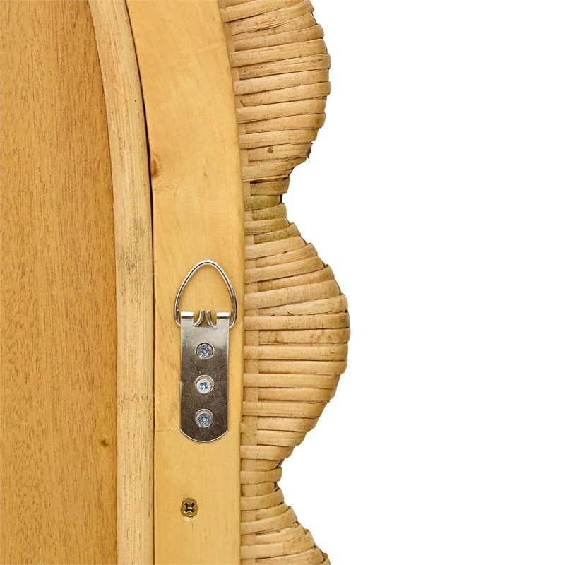 Pemberly Row Contemporary Jumbo Natural Rattan Arched Wall Mirror