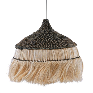 Pemberly Row Contemporary Natural and Black Upcycled Abaca Pendant Lamp