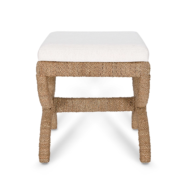 Pemberly Row Contemporary Accent Natural Finish Rattan Stool