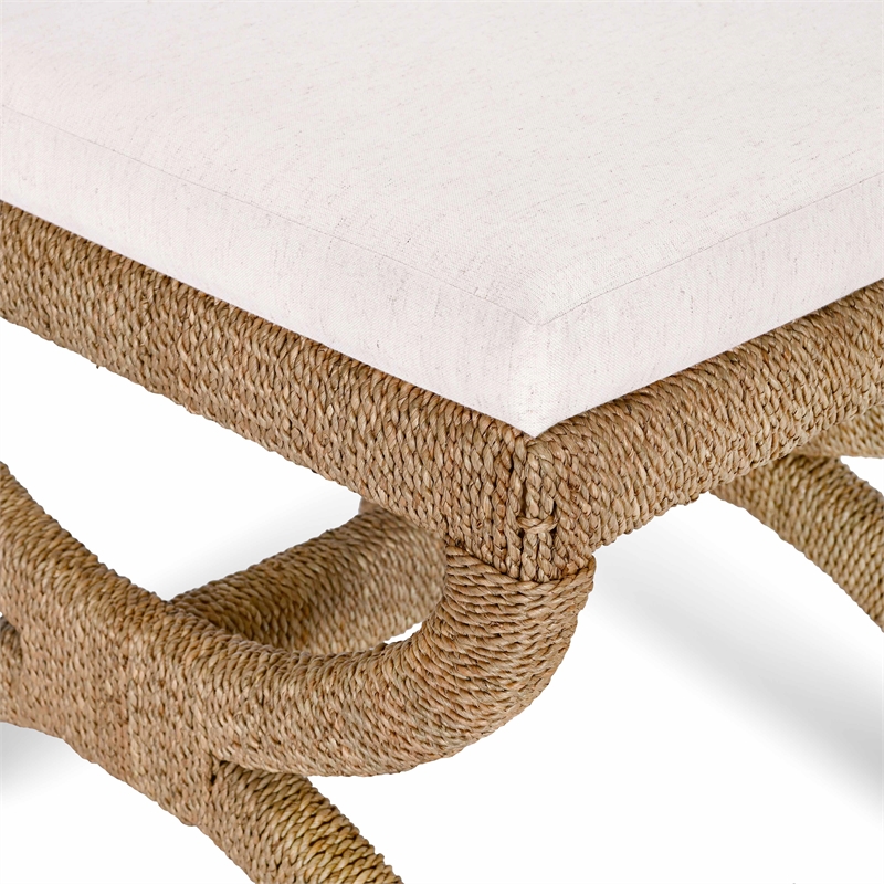 Pemberly Row Contemporary Accent Natural Finish Rattan Stool