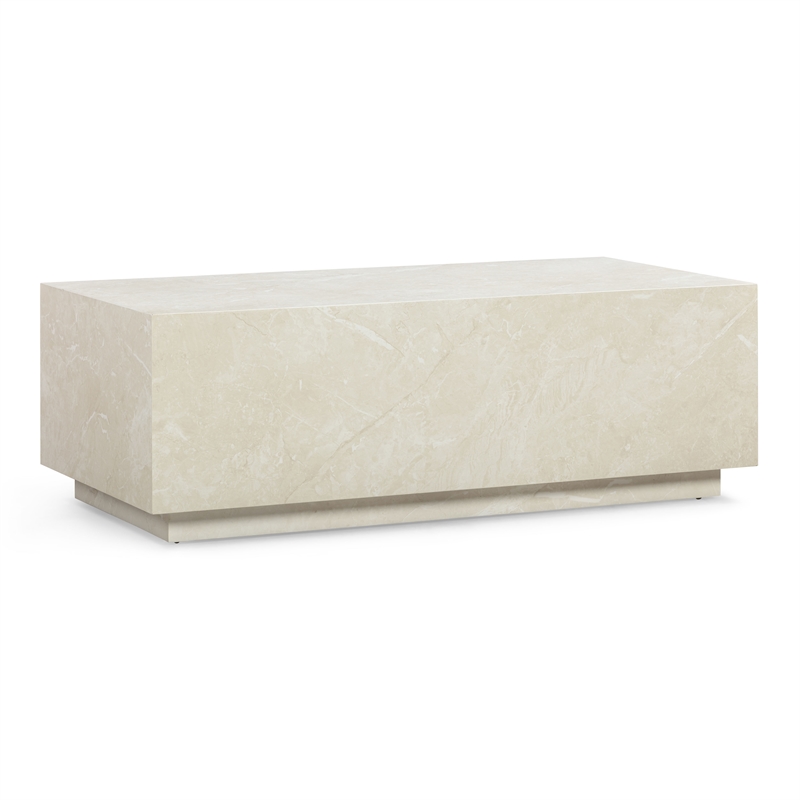 Pemberly Row Contemporary Accent Cream Travertine Coffee Table