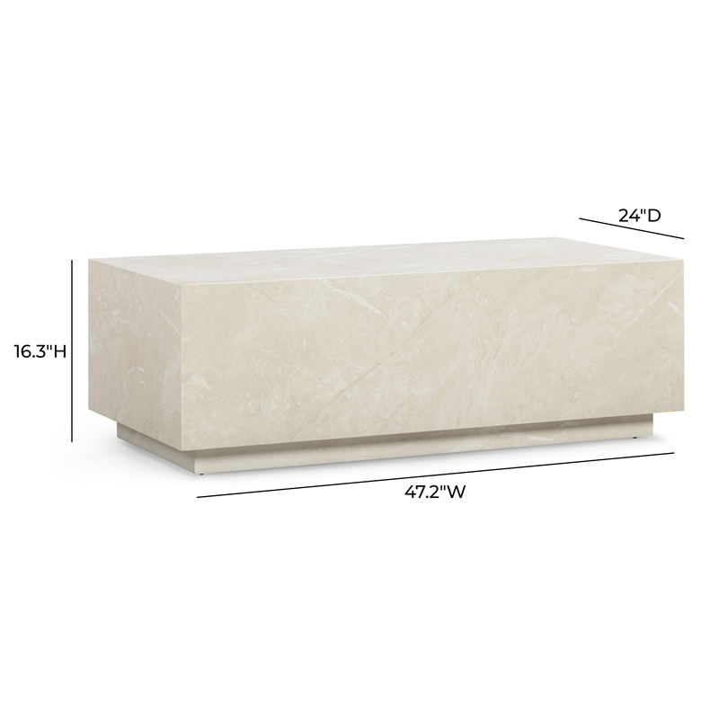 Pemberly Row Contemporary Accent Cream Travertine Coffee Table