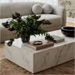 Pemberly Row Contemporary Accent White Finish Marble Coffee Table