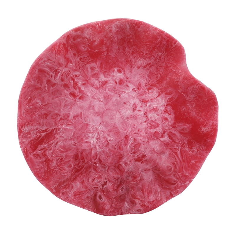 Pemberly Row Contemporary Accent Ruby Red Finish Resin Petal Tray