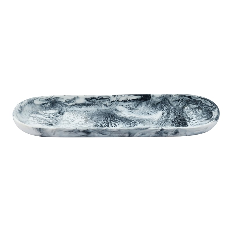 Pemberly Row Contemporary Accent Black & White Resin Petal Tray
