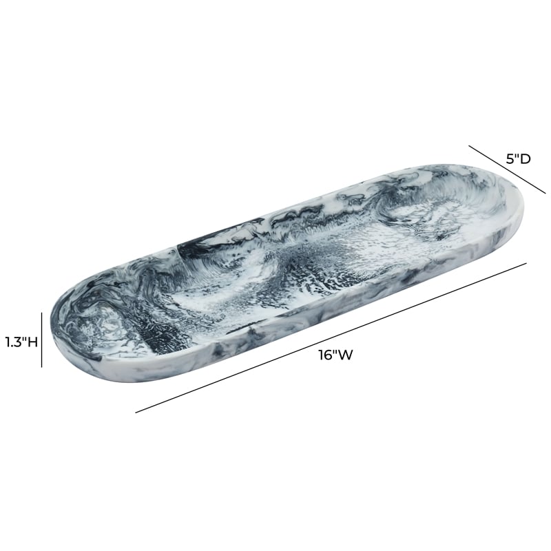 Pemberly Row Contemporary Accent Black & White Resin Petal Tray
