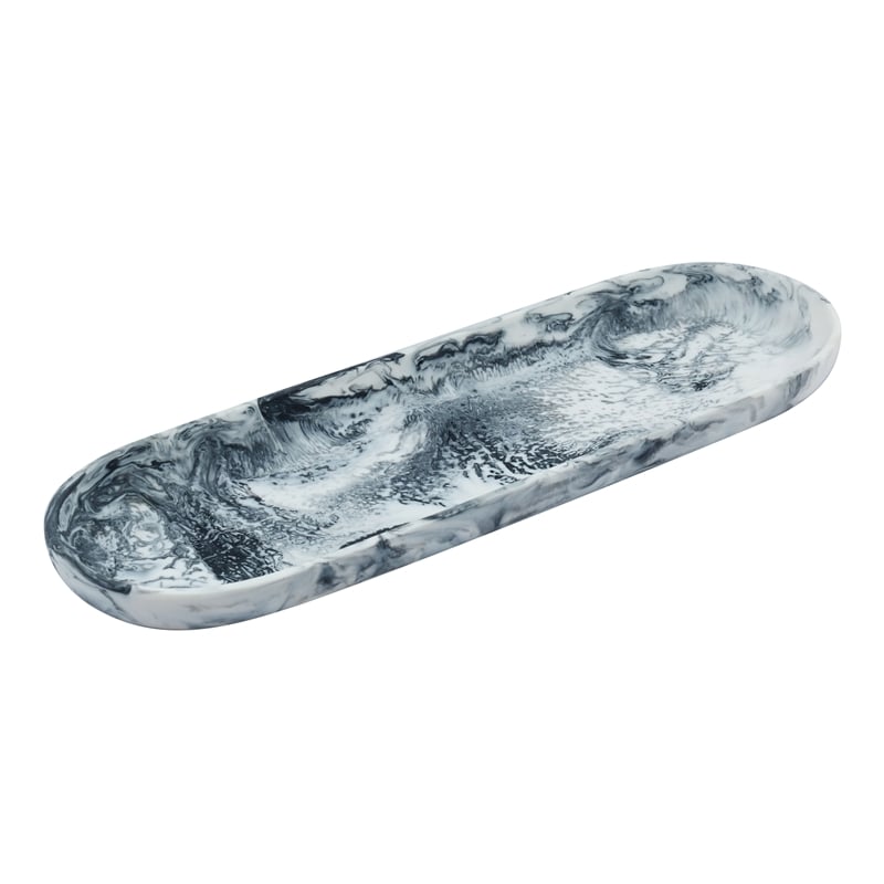 Pemberly Row Contemporary Accent Black & White Resin Petal Tray