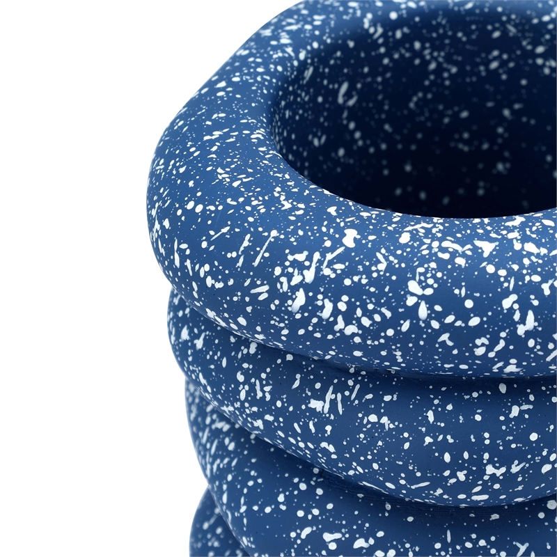 Pemberly Row Contemporary Accent Speckled Blue Stacked/Sculptural Rings Vase