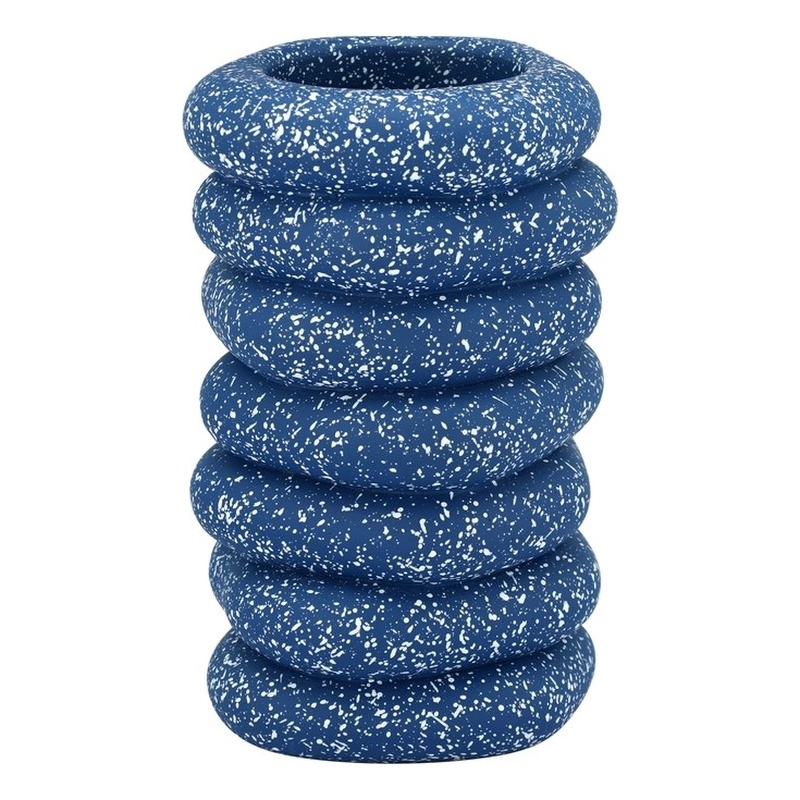 Pemberly Row Contemporary Accent Speckled Blue Stacked/Sculptural Rings Vase