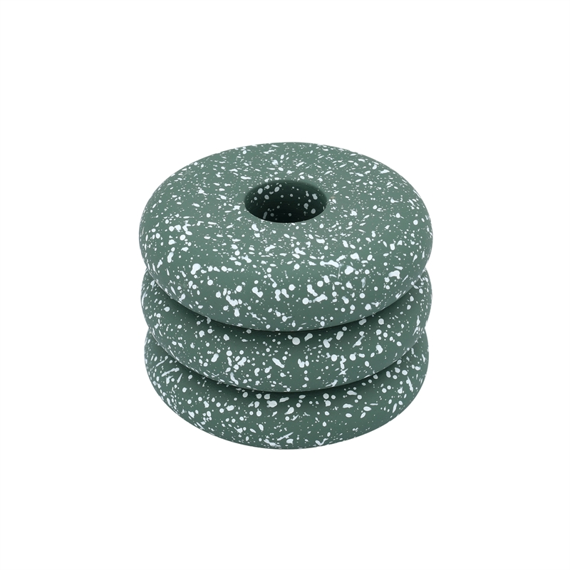 Pemberly Row Contemporary Speckled Green Stacked Candleholder