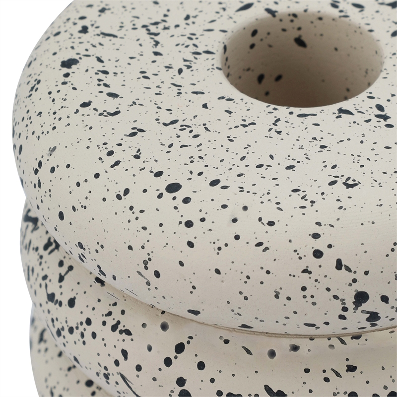 Pemberly Row Contemporary Speckled Cream Stacked Candleholder