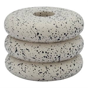 Pemberly Row Contemporary Speckled Cream Stacked Candleholder