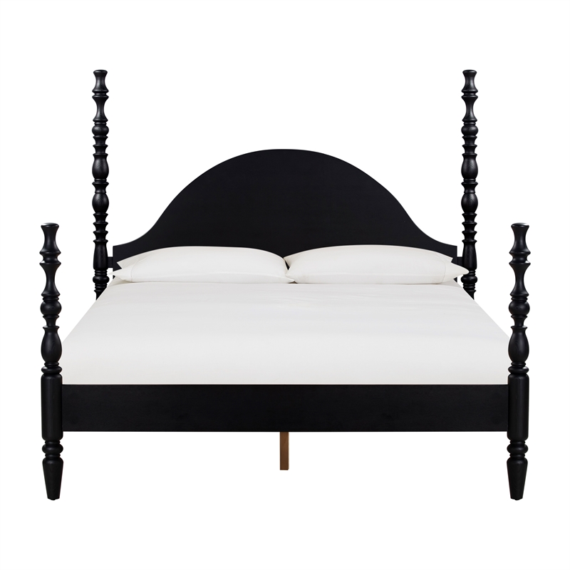 Pemberly Row Contemporary Accent Black Ash Finish King Bed with Slats