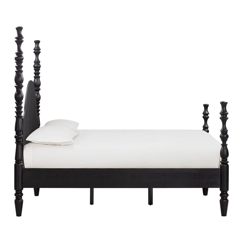 Pemberly Row Contemporary Accent Black Ash Finish King Bed with Slats