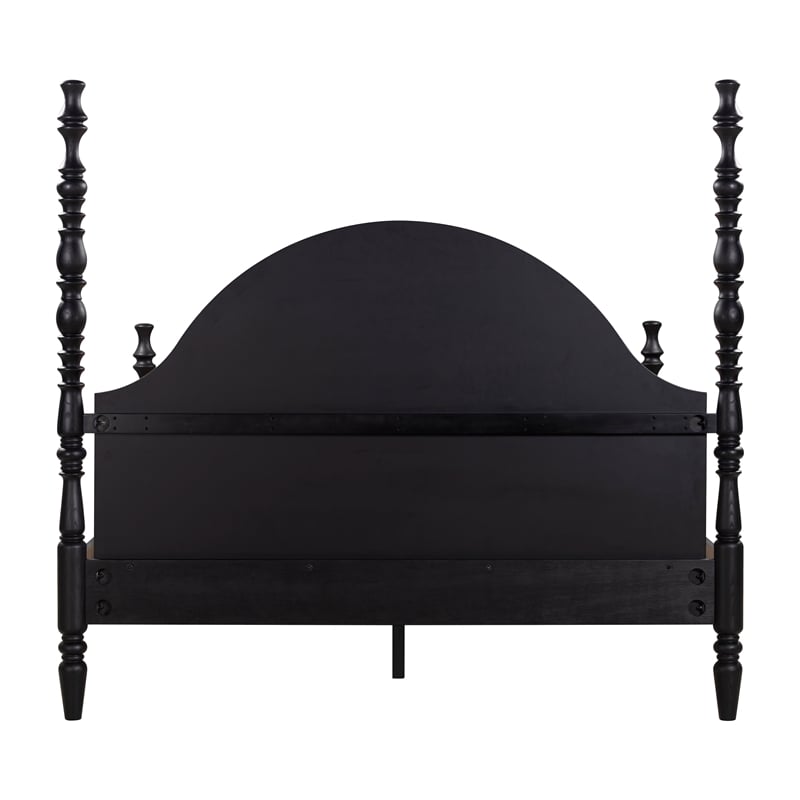 Pemberly Row Contemporary Accent Black Ash Finish King Bed with Slats