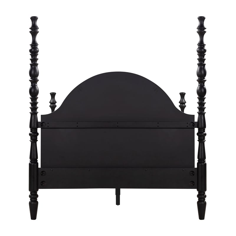 Pemberly Row Contemporary Accent Black Ash Finish Queen Bed with Slats