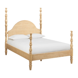 Pemberly Row Contemporary Accent Washed Natural Ash Queen Bed