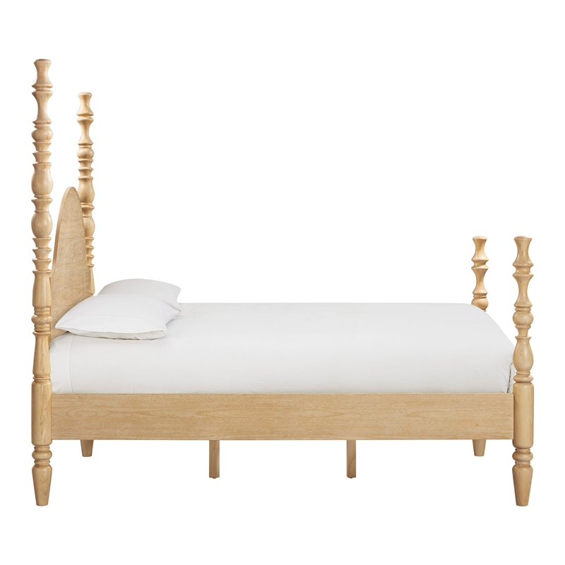 Pemberly Row Contemporary Accent Washed Natural Ash Queen Bed