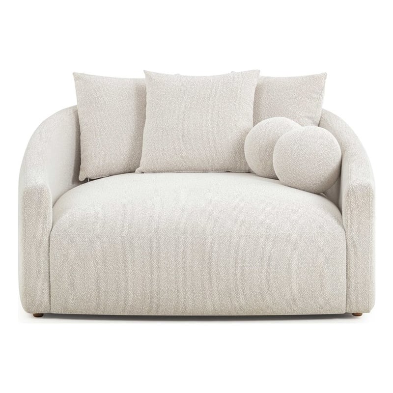 Pemberly Row Contemporary Accent Cream Finish Fabric Boucle Daybed
