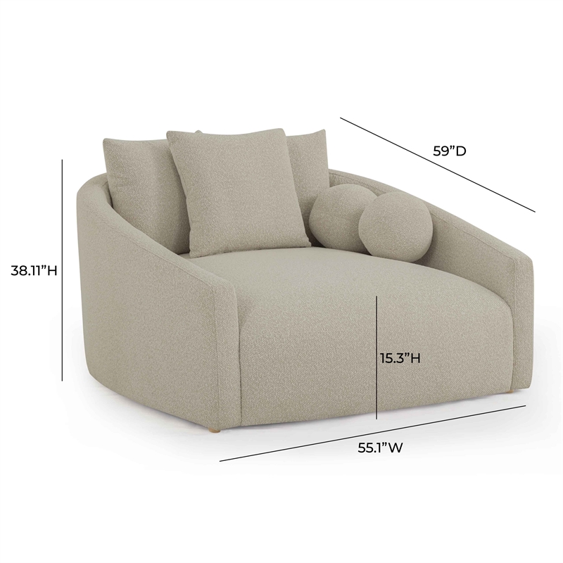 Pemberly Row Contemporary Warm Gray Boucle Upholstered Daybed