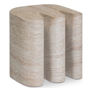 Pemberly Row Faux Travertine Indoor/Outdoor Concrete Side Table