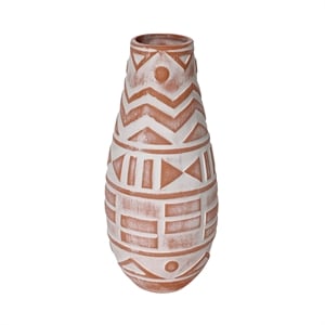 Pemberly Row Earthenware Aztec Teardrop Flower Vase in Terracotta