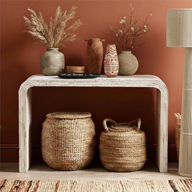 Pemberly Row Earthenware Aztec Teardrop Flower Vase in Terracotta