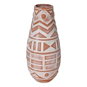 Pemberly Row Earthenware Aztec Teardrop Flower Vase in Terracotta