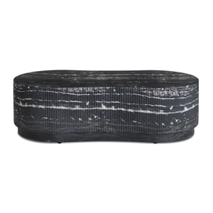 Pemberly Row Black Faux Marble Indoor/Outdoor Concrete Coffee Table