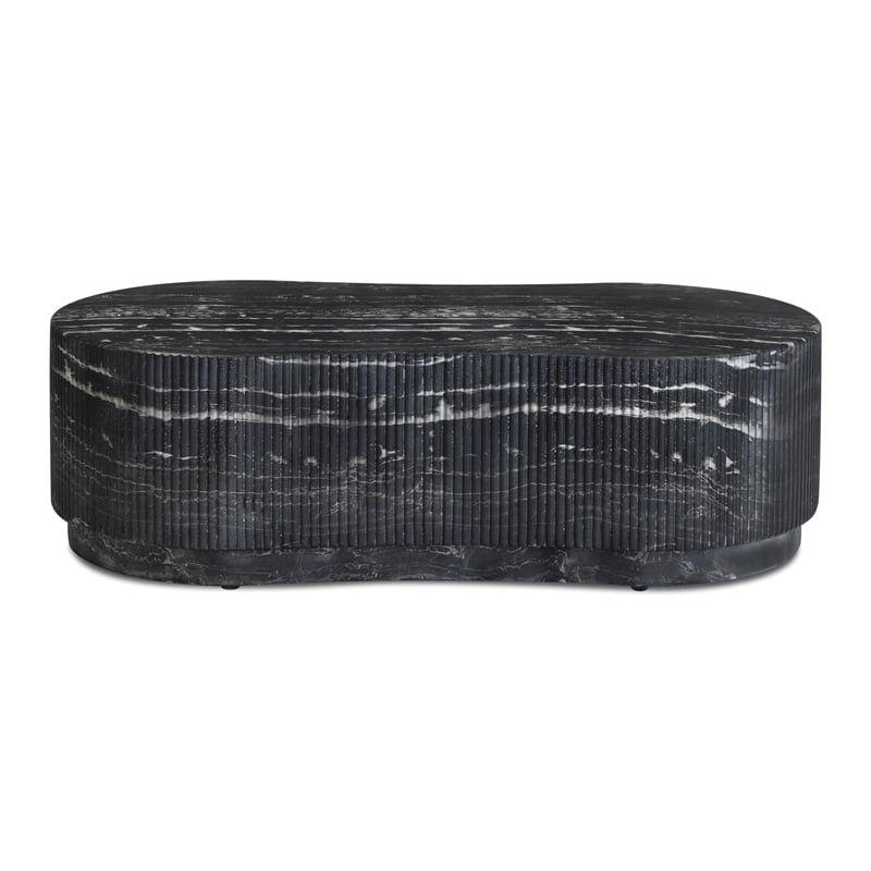 Pemberly Row Black Faux Marble Indoor/Outdoor Concrete Coffee Table