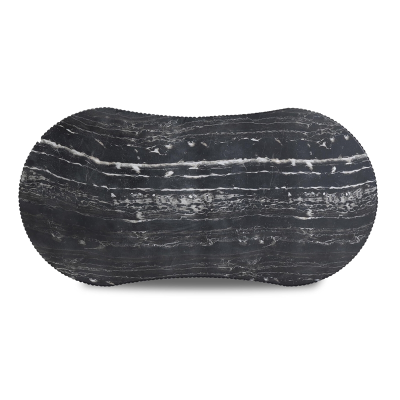 Pemberly Row Black Faux Marble Indoor/Outdoor Concrete Coffee Table