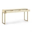 Pemberly Row Contemporary Accent Cream Shagreen Console Table