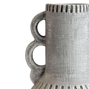 Pemberly Row Contemporary Earthenware Aztec Handled Flower Vase in Slate