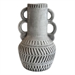 Pemberly Row Contemporary Earthenware Aztec Handled Flower Vase in Slate